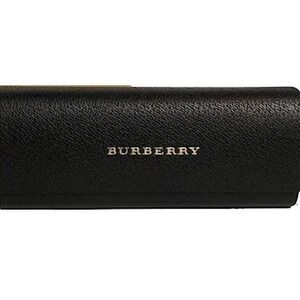 Authentic Burberry Black Leather Glasses Sunglasses Hard Shell Case Magnet Close